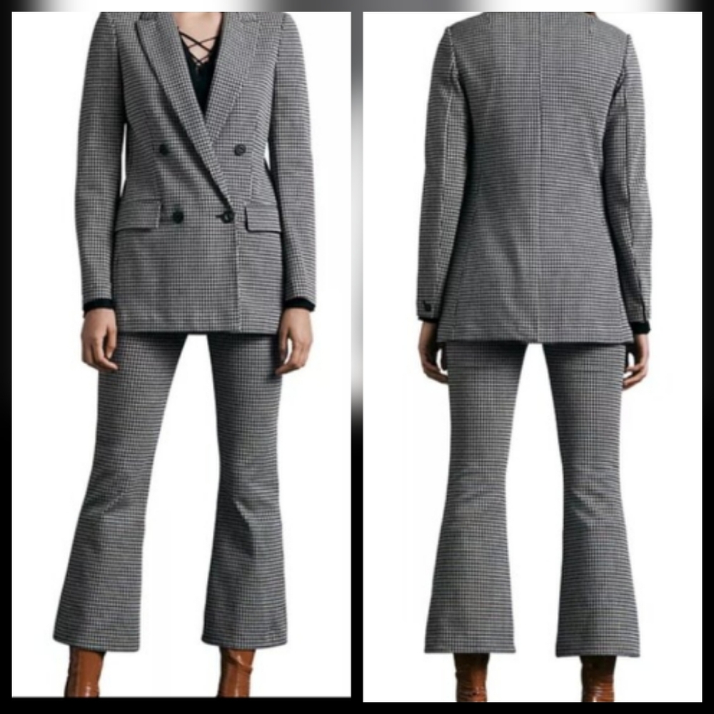 Rag & Bone 🖤 sz 4 Andie Geo Cotton Blazer - retro micro knit jacquard print NWT